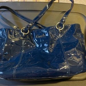 Blue embossed leather coach bag